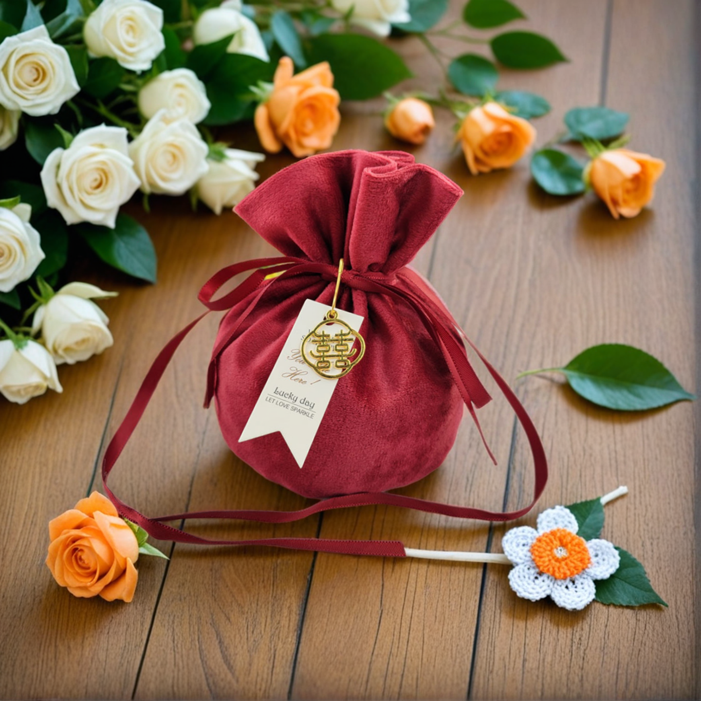 中国风少女心丝绒唯美喜糖袋便宜