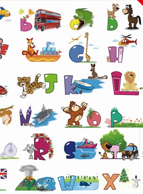 A583幼儿26字母情景识字认动物学习爬爬垫AI格式矢量图设计素材