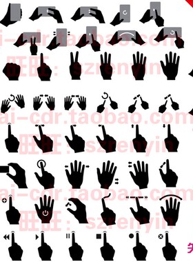 C158产品说明书包装上实用手势操作示意图剪影CDR+AI+PDF矢量图