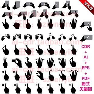 C158产品说明书包装上实用手势操作示意图剪影CDR+AI+PDF矢量图