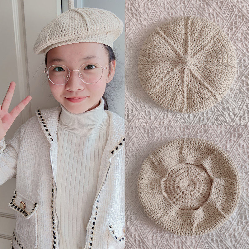 纯手工编织日系复古针织毛线贝雷帽子韩版男女潮英伦蓓蕾日系画家