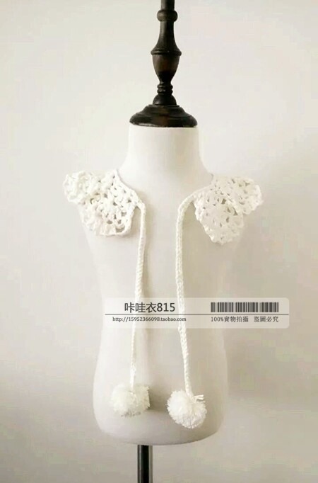 纯手工编织1-3岁女宝宝针织假领钩花镂空围脖无领服饰配件可定做
