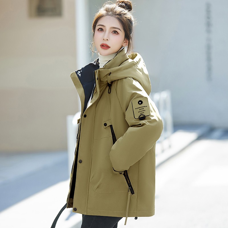 派克服羽绒服女款2026秋冬新款短款女士冲锋衣轻薄棉衣白鸭绒外套图片