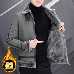 派克服男冬季2026新款毛内胆皮草外套翻领棉衣貉子毛皮毛一体大衣