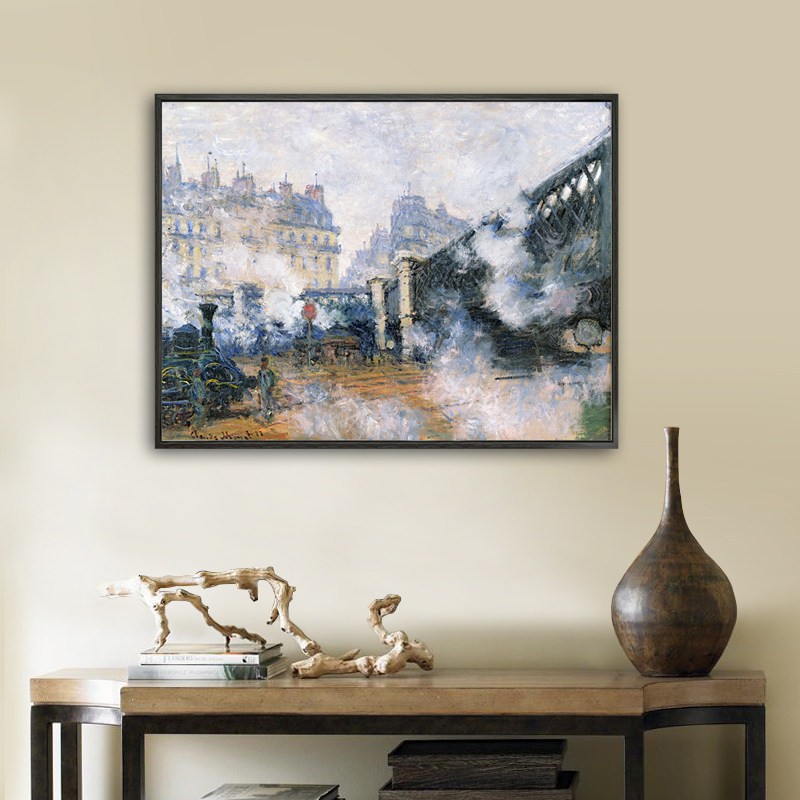 《桥下》莫奈客厅装饰画有框酒店卧室油画餐厅电表箱成品挂画名画