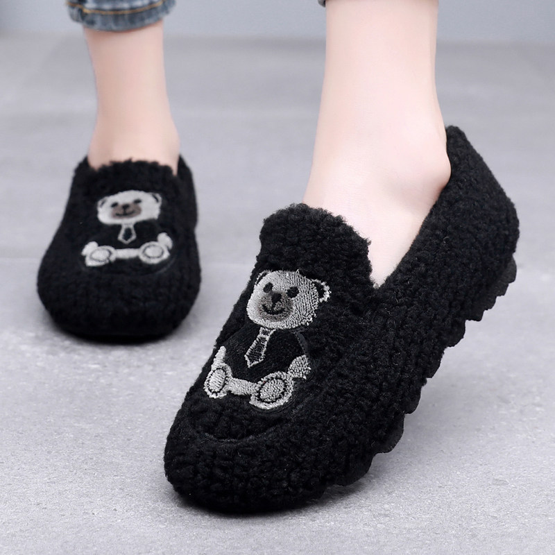 毛毛鞋女冬季外穿加绒加厚平底孕妇鞋豆豆鞋老北京布鞋懒人一脚蹬,女鞋,传统布鞋,淘宝优惠券,粉丝福利购,淘宝优惠卷