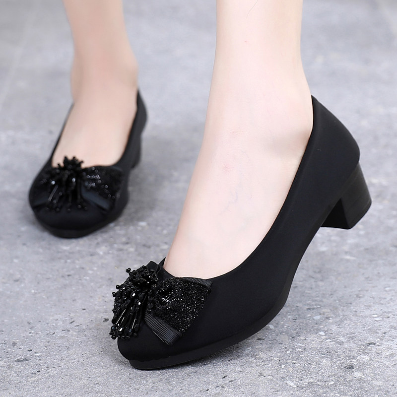 老北京布鞋女鞋新款中跟单鞋上班工作鞋软底黑色工装鞋久站不累脚,女鞋,传统布鞋,淘宝优惠券,粉丝福利购,淘宝优惠卷