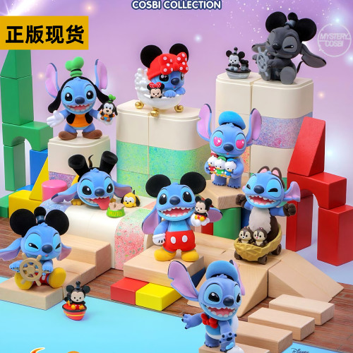 新品HotToys迪士尼米奇与好友史迪奇狂热COSBI盲盒史迪仔手办礼物