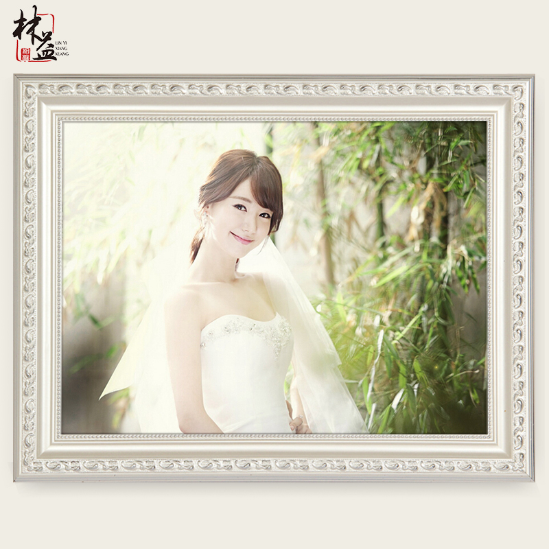 实木相框挂墙欧式7 12 16 20 24 36寸婚纱照相框创意摆台画框定做