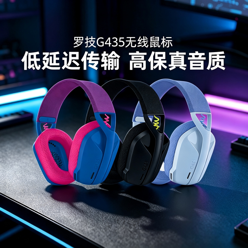 罗技G435无线蓝牙耳机头戴式电竞游戏专用手机电脑轻量化舒适拆包