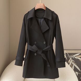 憨厚皇后2025春季今年流行翻领风衣外套中长款小个子高级感大衣女