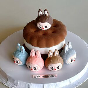 emoji卡通慕斯蛋糕装饰可爱立体小兔子造型生日甜品摆件