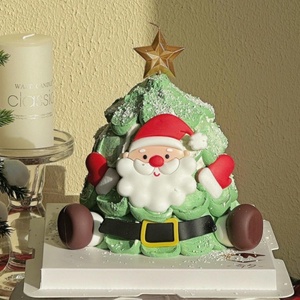 2024圣诞节蛋糕装饰软胶圣诞老人雪花摆件星星蜡烛烘焙装扮插牌