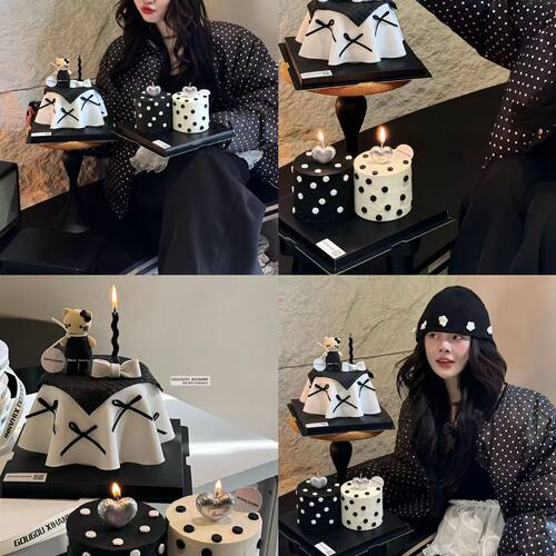 2026简约韩系圣诞节kt猫蛋糕装饰摆件hellokitty爱心蜡烛甜品插件