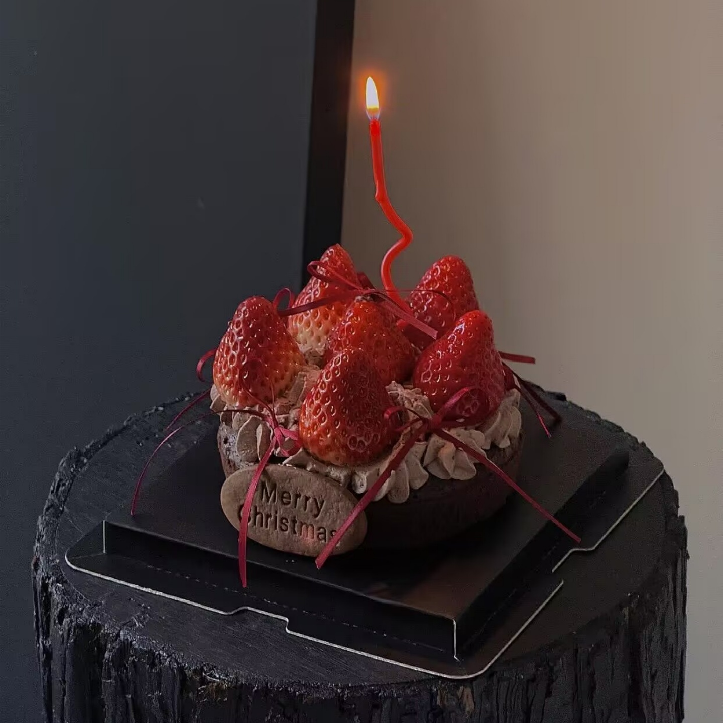 网红圣诞节简约草莓蛋糕装饰圣诞节快乐造型饼干甜品烘焙插牌插件