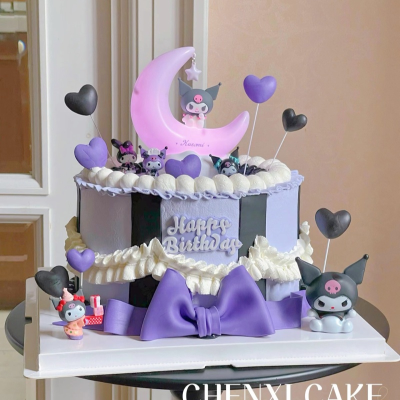 可爱月牙灯库洛米蛋糕装饰摆件