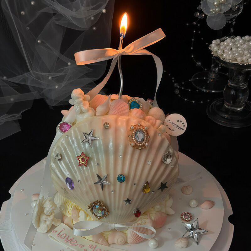 大贝壳慕斯蛋糕模具钻石彩钻装饰小天使摆件网红浪漫生日蛋糕配件