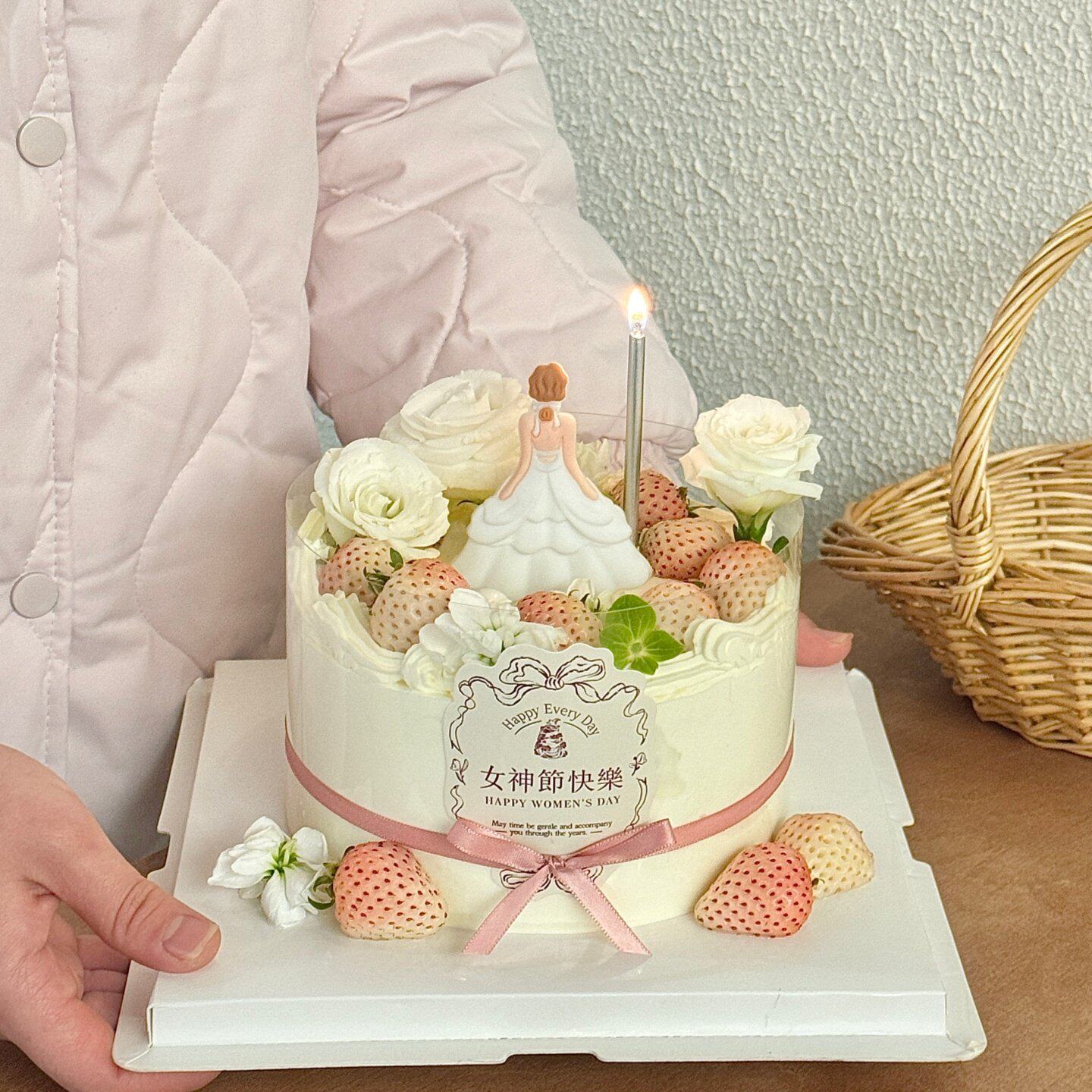 38女神节欧式复古贴纸蛋糕装饰裙摆背影摆件三八女王节烘焙配件