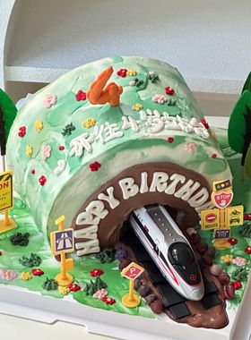 复兴号列车蛋糕装饰轨道火车路障数字模具儿童生日甜品台装扮插件