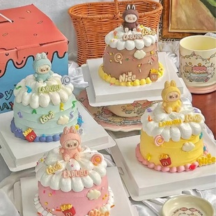 2025软胶可爱拉布布蛋糕装饰摆件字母儿童生日甜品派对装扮插件