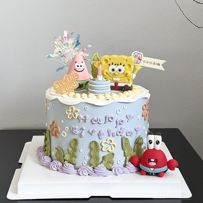 儿童生日蛋糕装饰软胶海绵宝宝