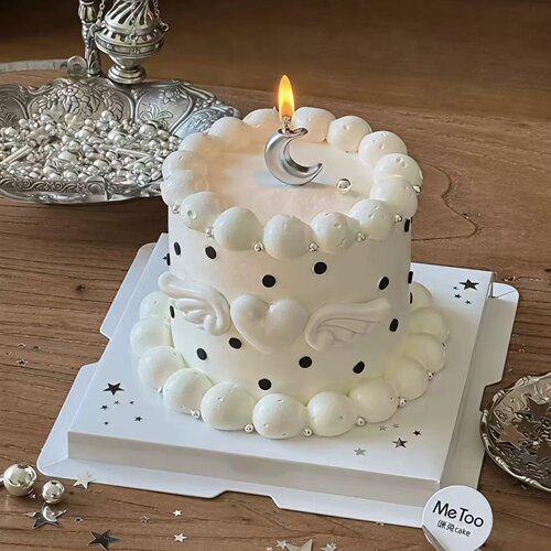 网红烘焙蛋糕装饰摆件插件ins风银色月亮星星浪漫生日甜品台蜡烛
