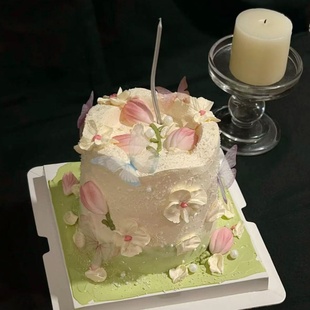 2025母亲节蝴蝶山谷风蛋糕装饰仙女渐变幻彩薄纱蝴蝶郁金香插件