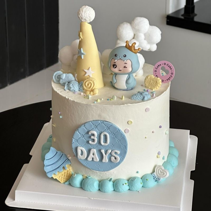 卡通可爱蛇宝宝蛋糕装饰摆件30天满月百天儿童生日甜品烘焙插件