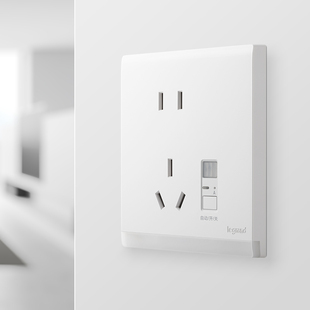 【直播间专享】罗格朗简悦陶瓷白感应地脚灯带五孔插座面板家用