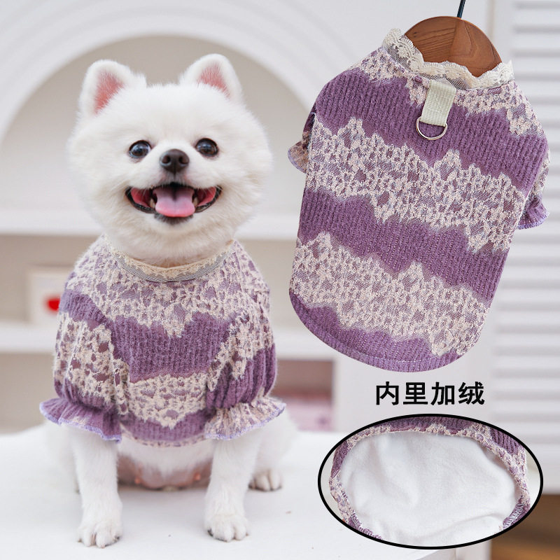 宠物狗狗猫咪衣服饰秋冬款蕾丝加猫宠物服装/雨衣（新
