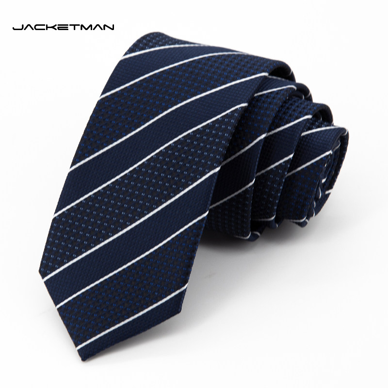 Jacketman领带男韩版蓝色时尚蓝白条纹复古职业正装商务窄版6cm款