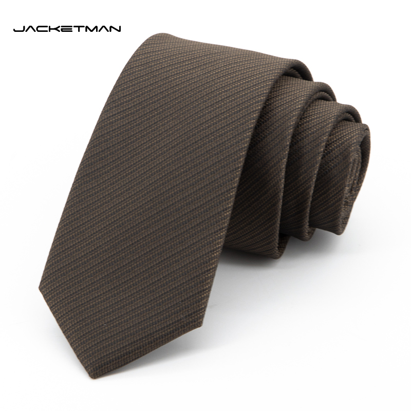 Jacketman领带男韩版深咖色时尚暗纯斜条纹职业正装商务窄版6cm款