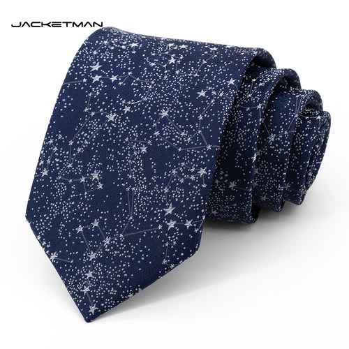 Jacketman领带男韩版蓝色商务职业正装个性梦幻的星空8cm宽礼盒款