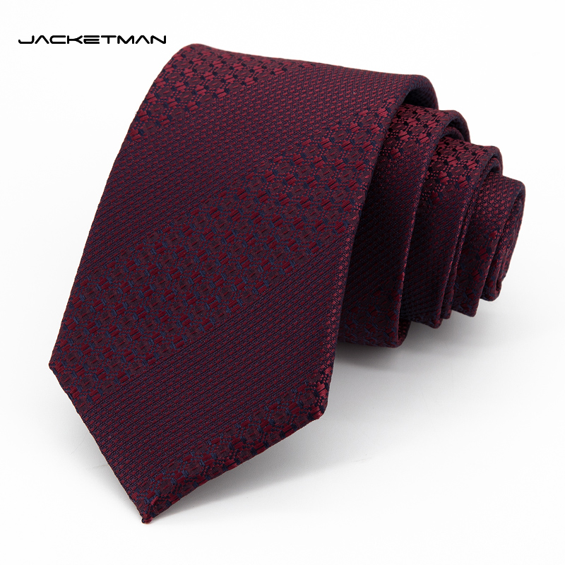 Jacketman酒红时尚凹凸暗纹领带