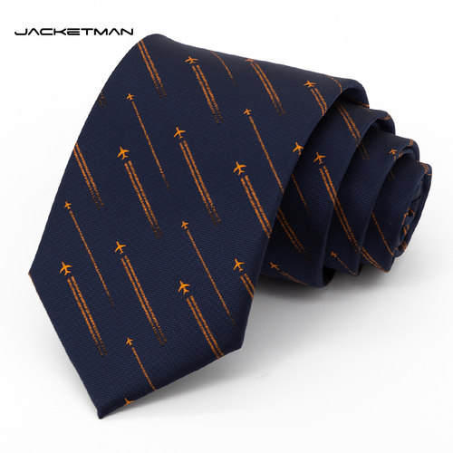 Jacketman深蓝时尚橙色飞机领带