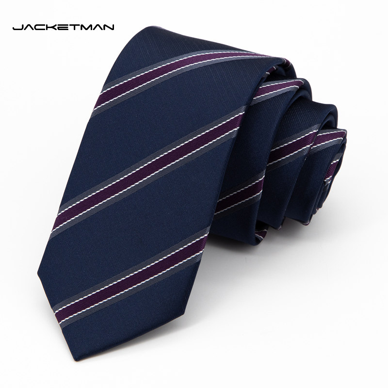 Jacketman领带男韩版蓝色时尚紫色斜纹复古职业正装商务窄版6cm款