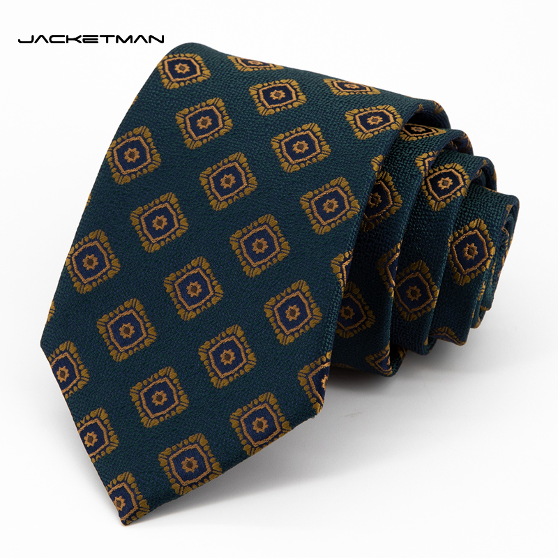 Jacketman墨绿时尚姜黄格纹领带