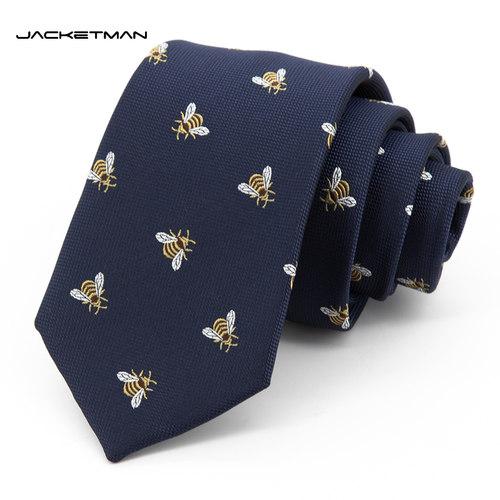 Jacketman领带男士正装商务韩版蓝色7cm可爱小蜜蜂个性英伦潮款