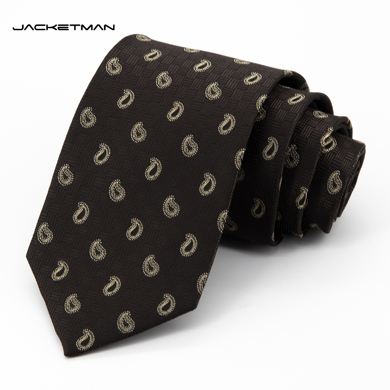 Jacketman领带男韩版棕黑色时尚小腰果复古职业正装商务宽版8cm款