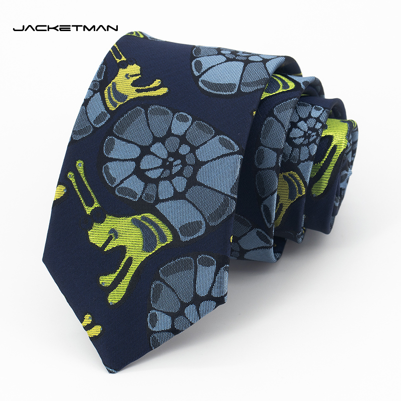 Jacketman领带男韩潮版正装蓝色英伦窄款7cm个性动物图时尚礼盒装