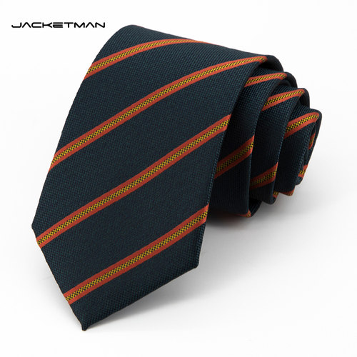 Jacketman绿色时尚橙色斜纹领带