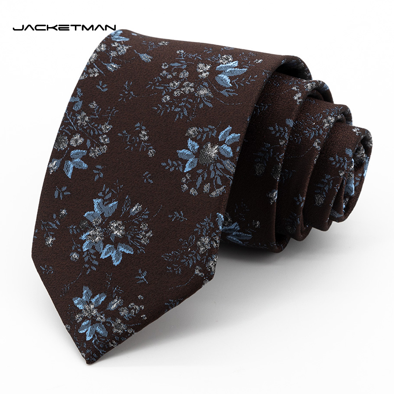 Jacketman棕色蓝色花朵领带