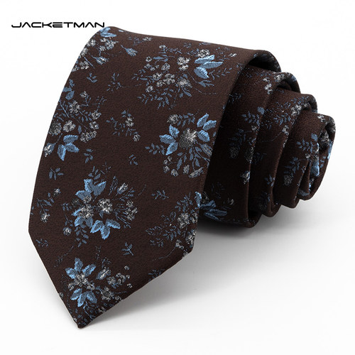 Jacketman棕色蓝色花朵领带