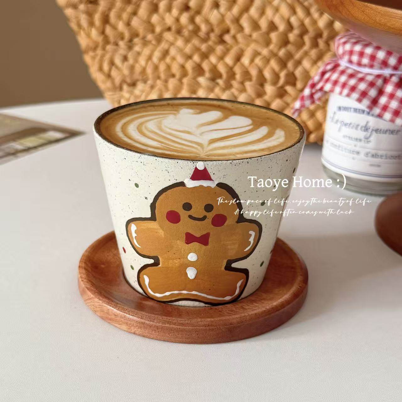 景德镇手作姜饼人猪口杯高颜值杯子拿铁拉花杯下午茶复古可爱礼物,餐饮具,咖啡杯,淘宝优惠券,粉丝福利购,淘宝优惠卷