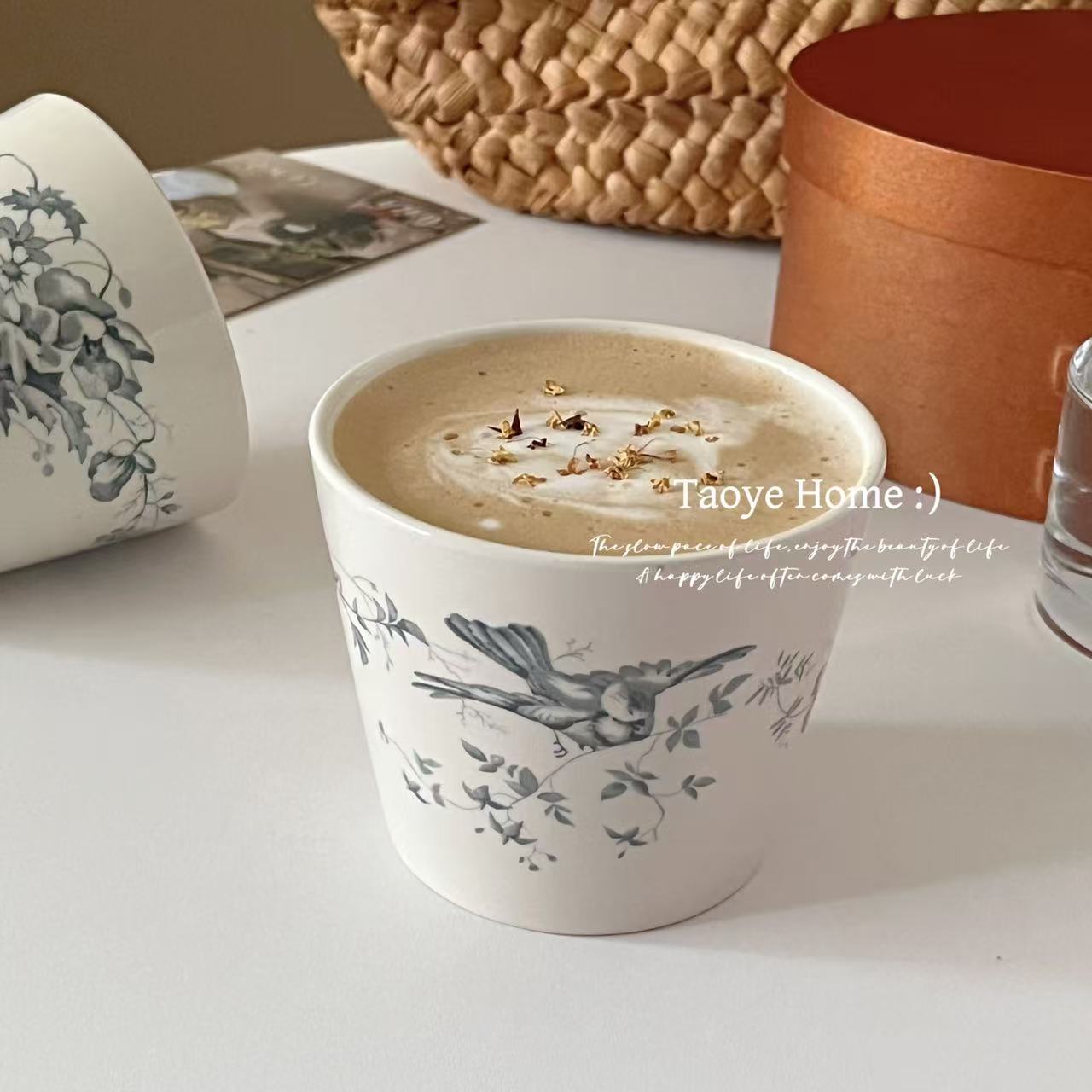 法式朱雀花园咖啡杯复古猪口杯