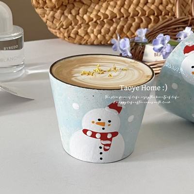 景德镇手绘圣诞猪口杯可爱咖啡杯