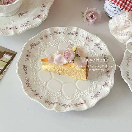 法式复古浮雕西餐甜品盘家用菜盘