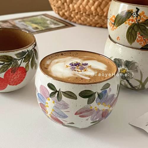 景德镇手作花卉咖啡杯蛋杯