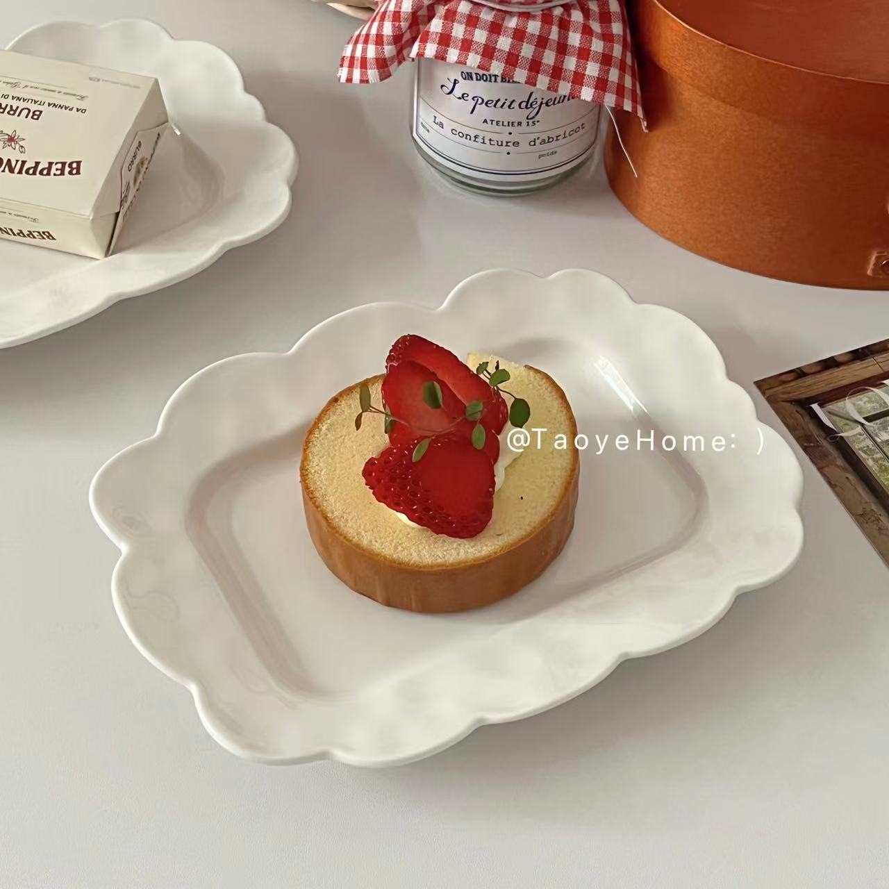 ins法式好看盘子早餐甜品盘