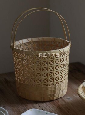 良胜竹编手提篮纯手工编织环保